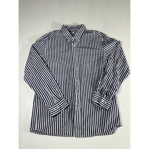 UNIQLO Shirt Mens Size XL Button Up Blue White Striped Long Sleeve Cotton
